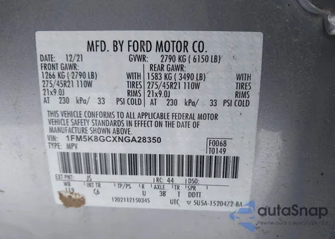 2022 Ford Explorer St z USA, uszkodzony, nr VIN 1FM5K8GCXNGA28350